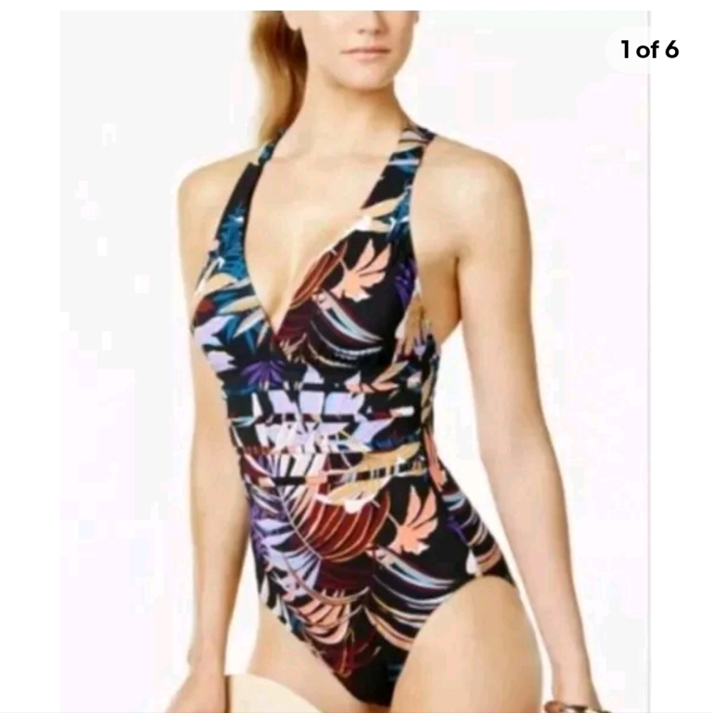 La Blanca Botanical Garden Sz 16 Tummy-Control One-Piece